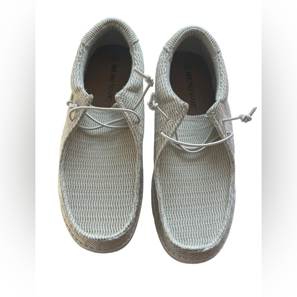 Bruno Marc Women’s Slip-on Loafers Casual Ivory & Metallic Gold Shoes 9.5